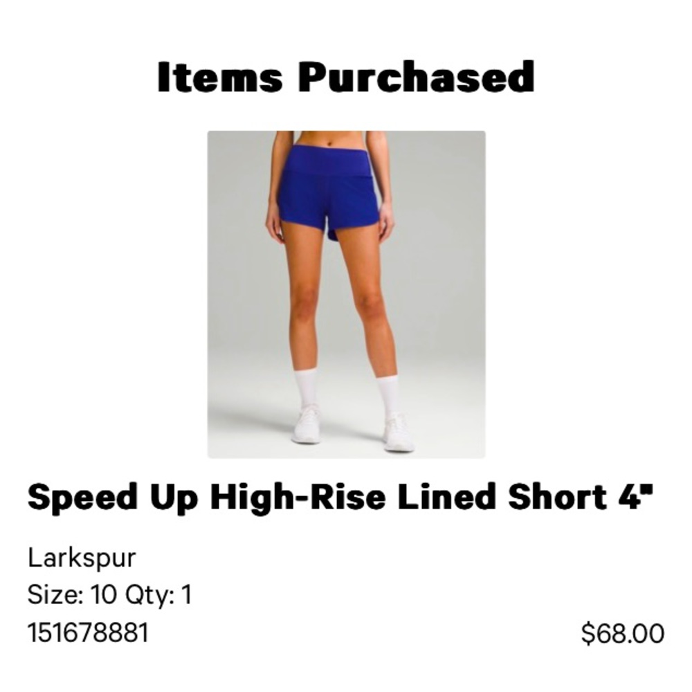 Lululemon Speed Up High-Rise 4” short in Larkspur